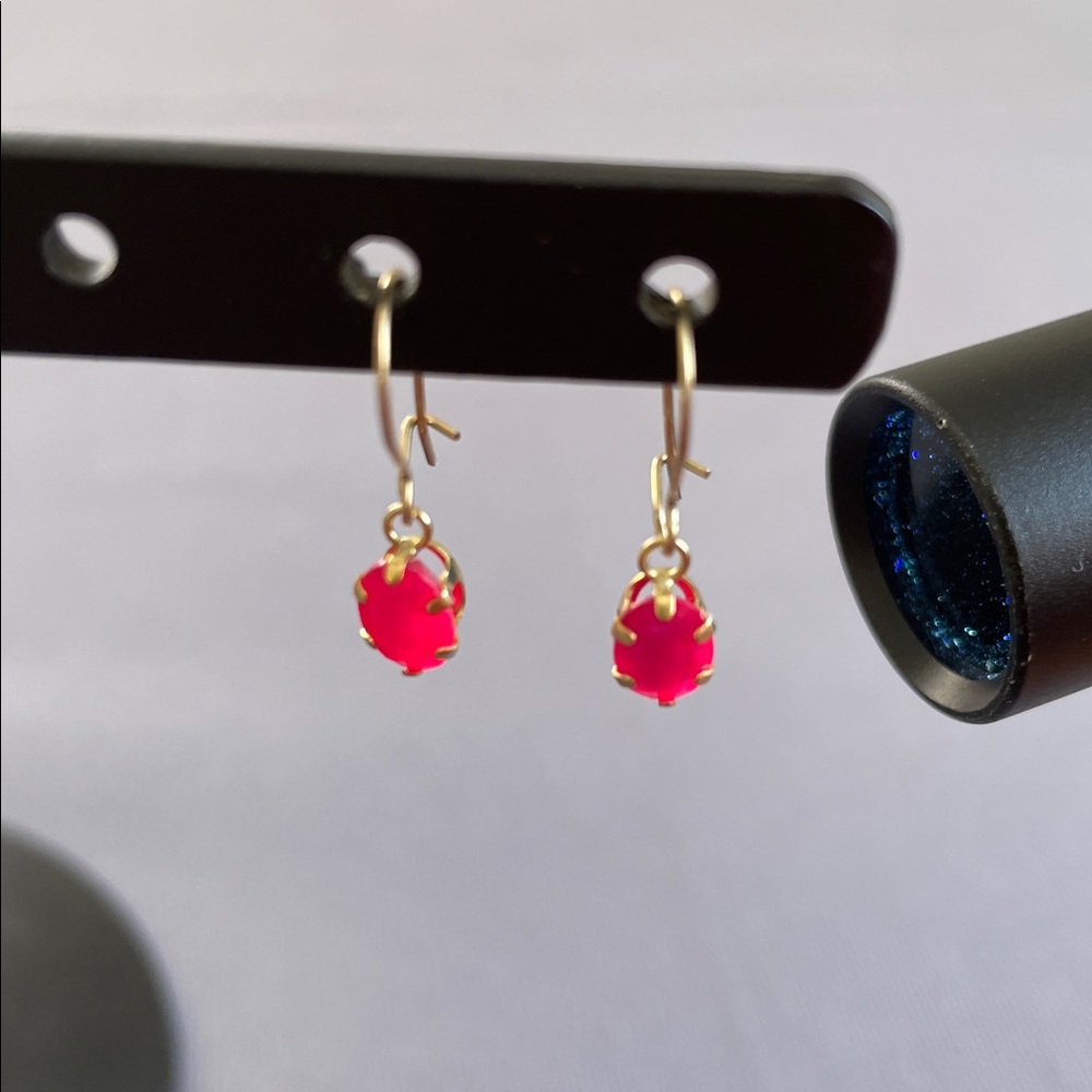 Vintage Ruby Drop Earrings - Picture 2 of 5